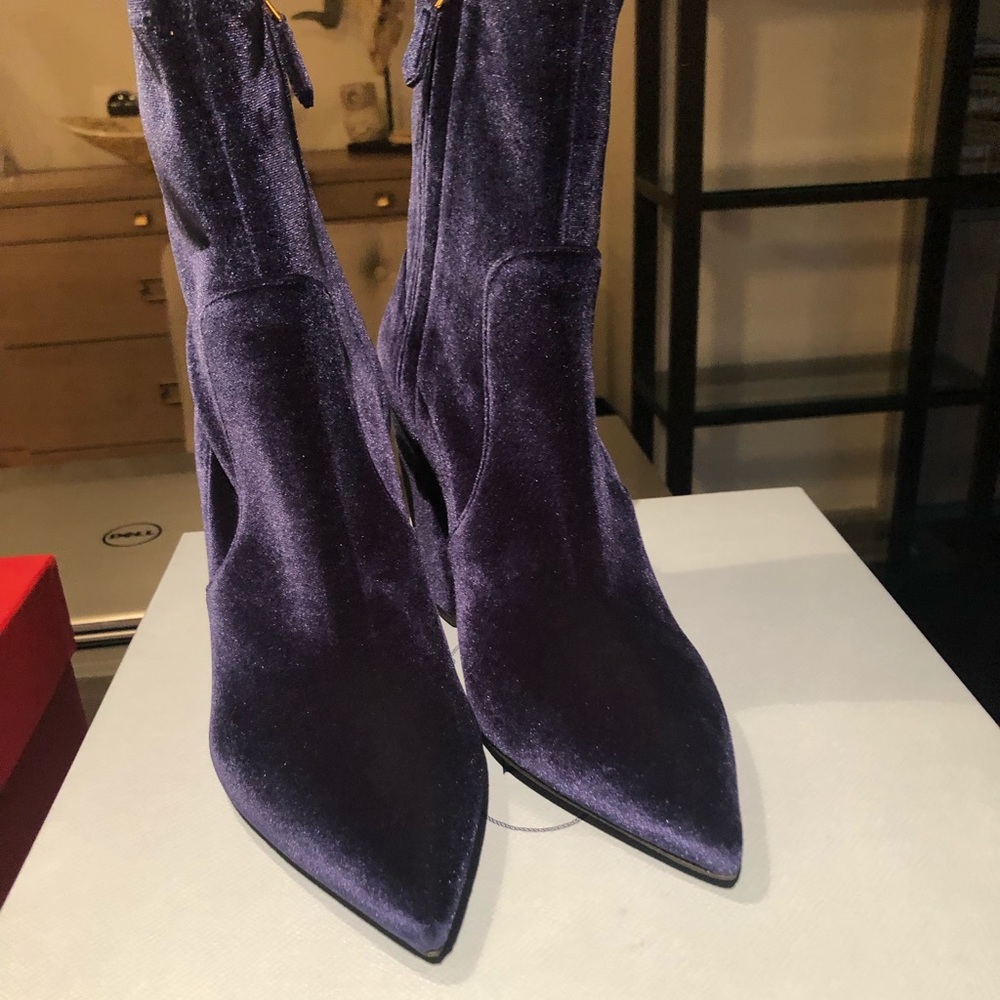 Prada Ankle Boot - Velvet navy blue